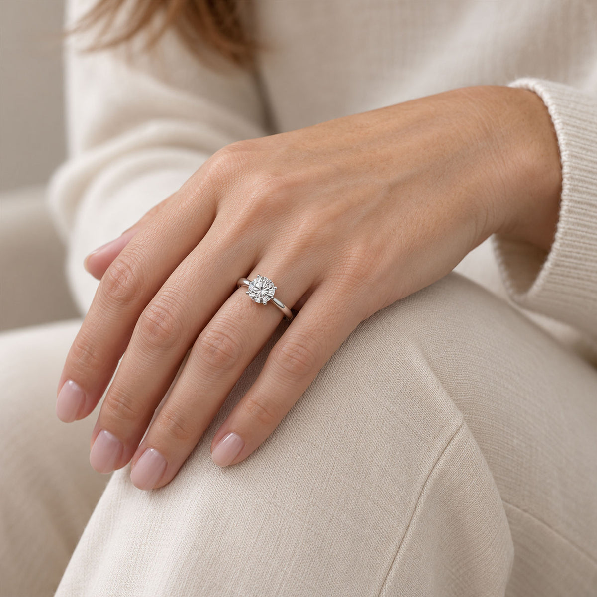 Platinum GIA Round Brilliant Cut Diamond Solitaire Ring