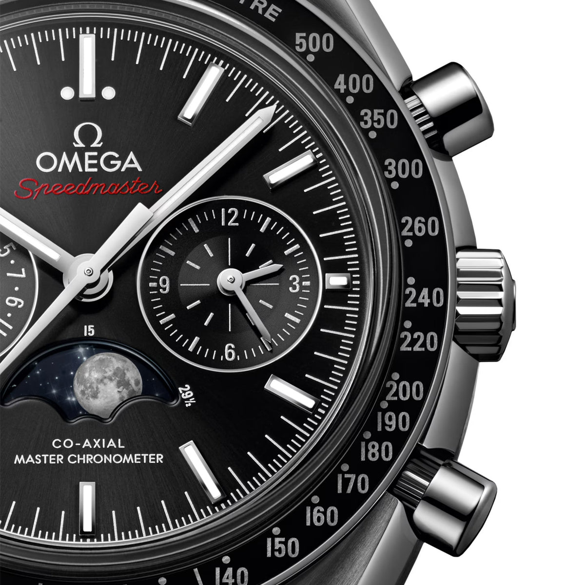 OMEGA Speedmaster 44.25mm Black Dial Moonphase Chronograph Watch - Berry's Jewellers
