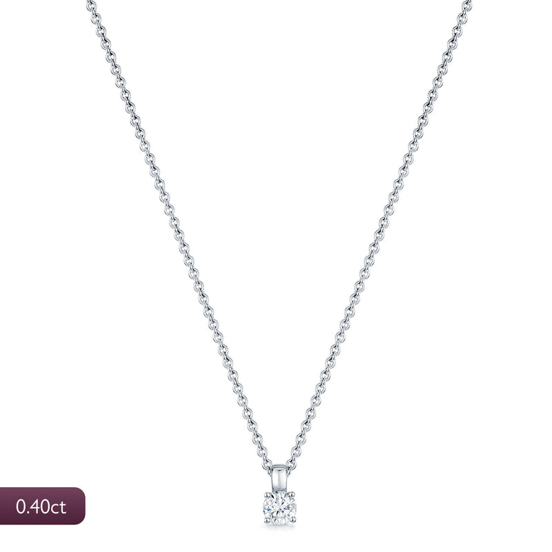 Berry's 18ct White Gold 0.40 Carat Diamond Single Stone Pendant - Berry's Jewellers