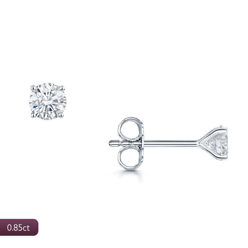 Berry's 18ct White Gold 0.85 Carat Solitaire Diamond Stud Earrings - Berry's Jewellers