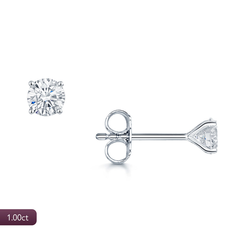 Berry's 18ct White Gold 1.00 Carat Diamond Solitaire Stud Earrings - Berry's Jewellers