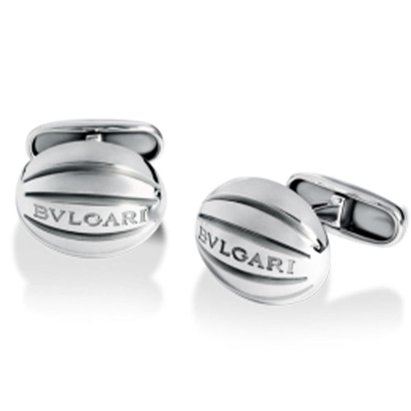 Bvlgari Silver Rugby Ball Shape Cufflinks - Berry's Jewellers