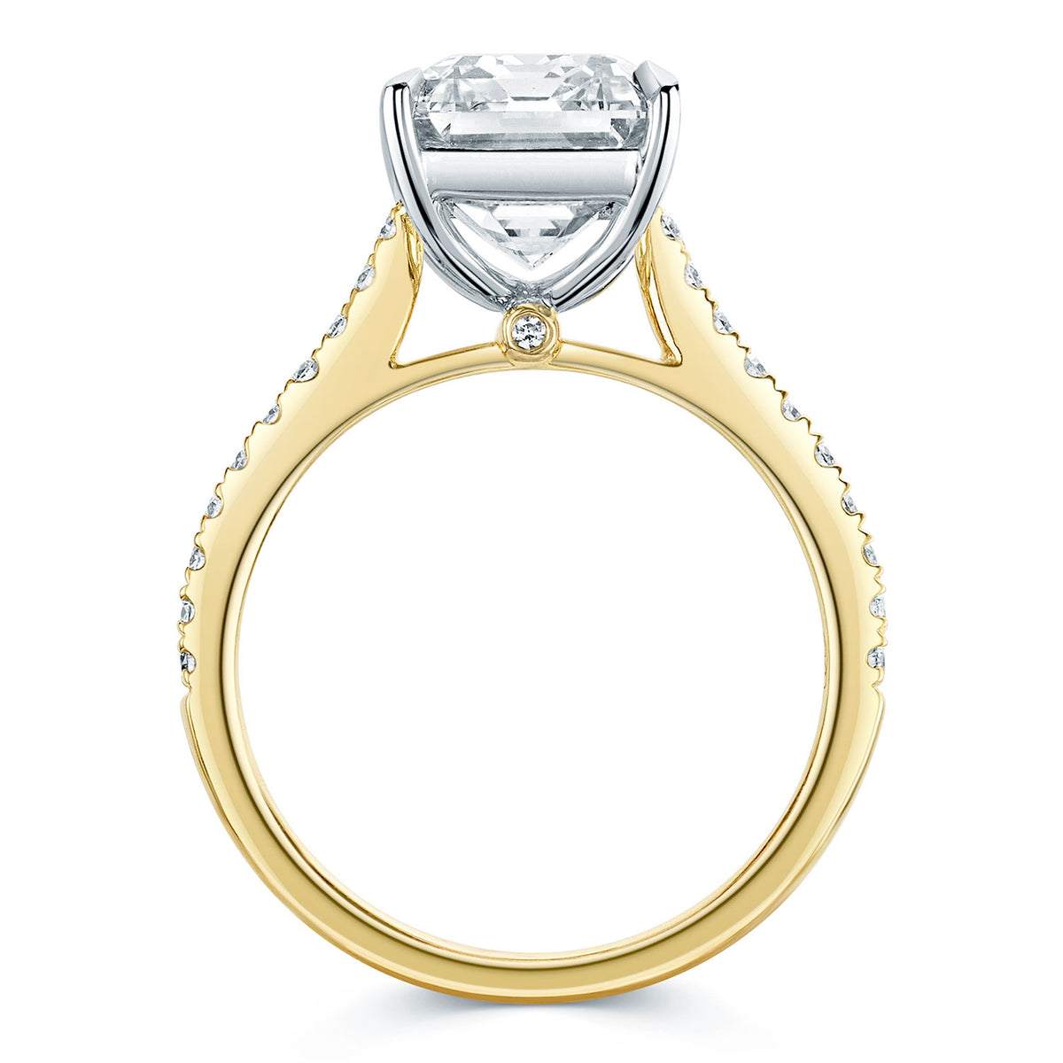 Berry's 18ct Yellow Gold GIA Certified Emerald Cut Diamond Ring With Diamond Set Shoulders - Berry's Jewellers