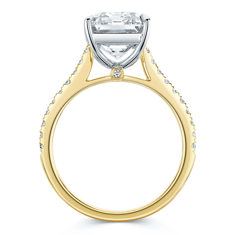 Berry's 18ct Yellow Gold GIA Certified Emerald Cut Diamond Ring With Diamond Set Shoulders - Berry's Jewellers
