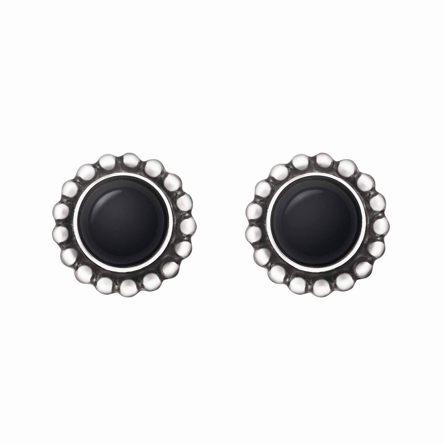 Georg Jensen Moonlight Blossom Silver And Black Onyx Earrings - Berry's Jewellers