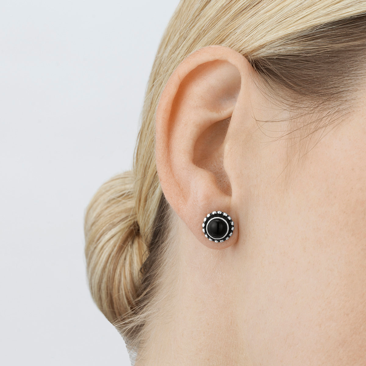 Georg Jensen Moonlight Blossom Silver And Black Onyx Earrings - Berry's Jewellers
