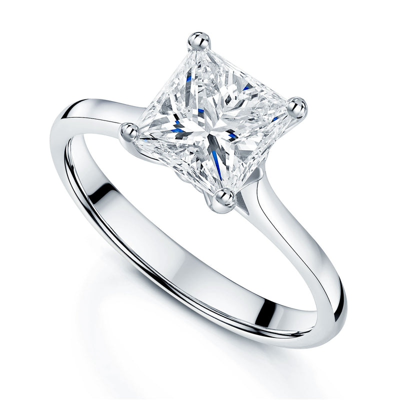 Berry's Platinum Princess Cut Diamond Four Claw Solitaire Ring - Berry's Jewellers