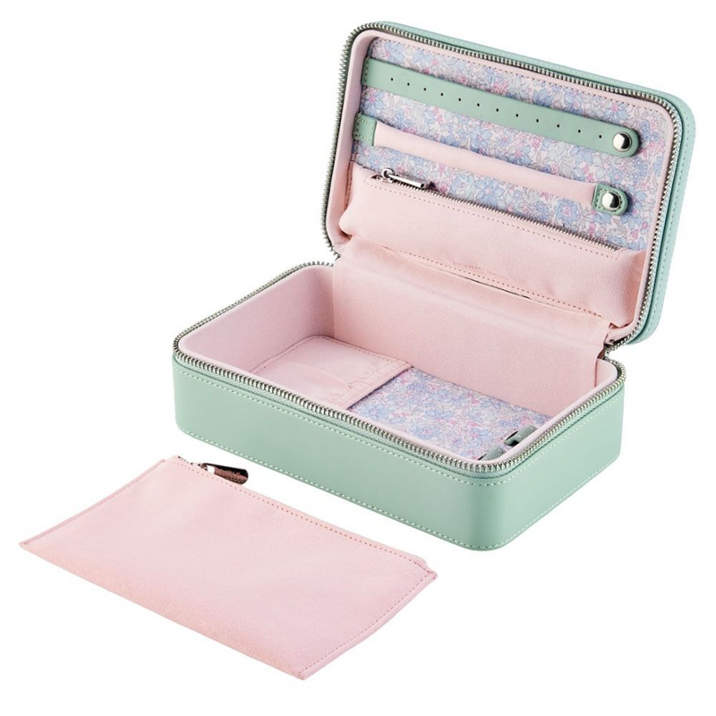 WOLF x Liberty Green Julia Print Medium Zip Jewellery Case