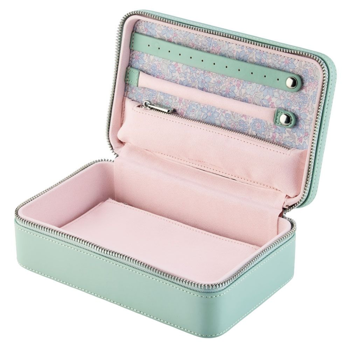 WOLF x Liberty Green Julia Print Medium Zip Jewellery Case