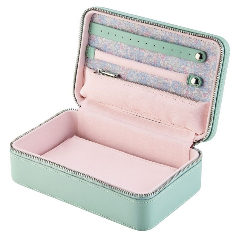 WOLF x Liberty Green Julia Print Medium Zip Jewellery Case