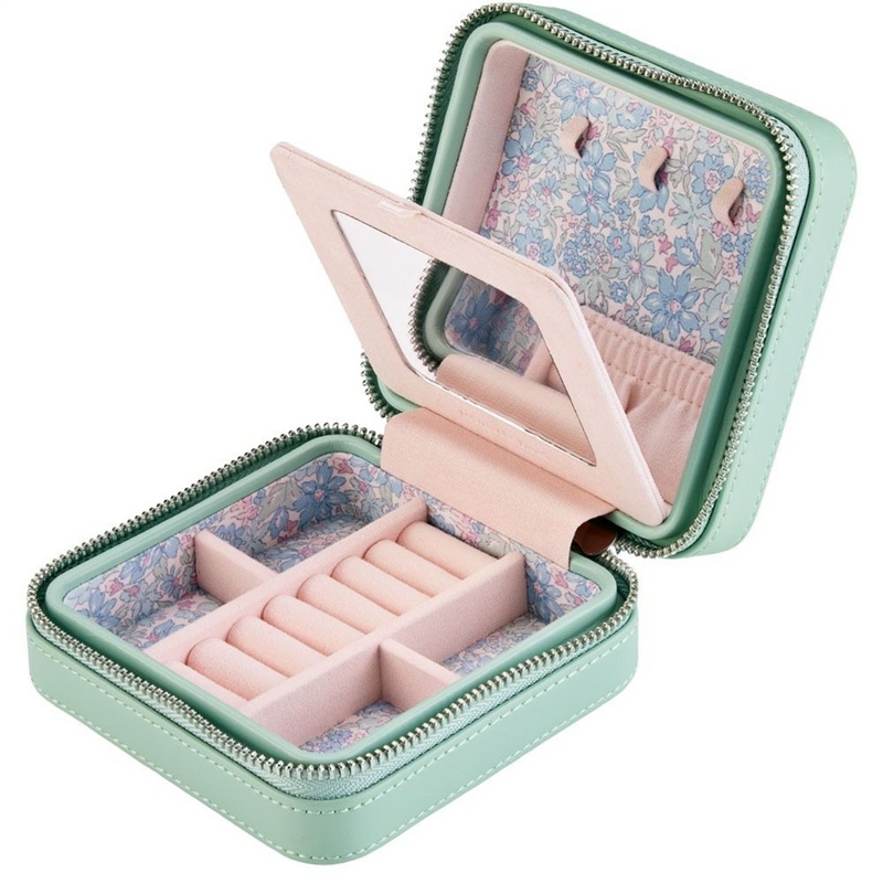WOLF x Liberty Green Julia Print Small Zip Jewellery Case