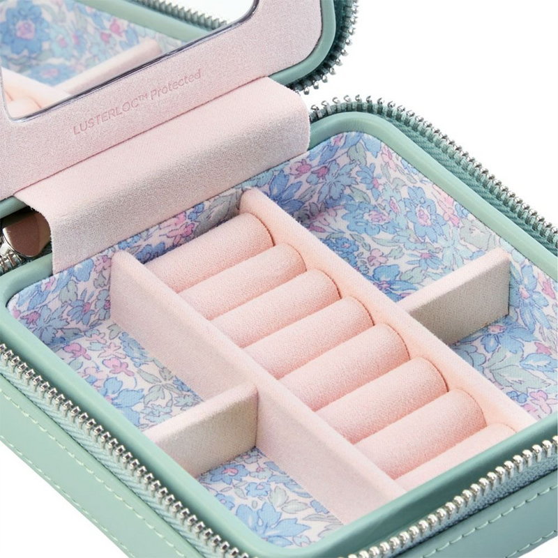WOLF x Liberty Green Julia Print Small Zip Jewellery Case