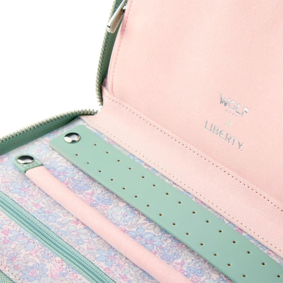 WOLF x Liberty Green Julia Print Travel Jewellery Portfolio