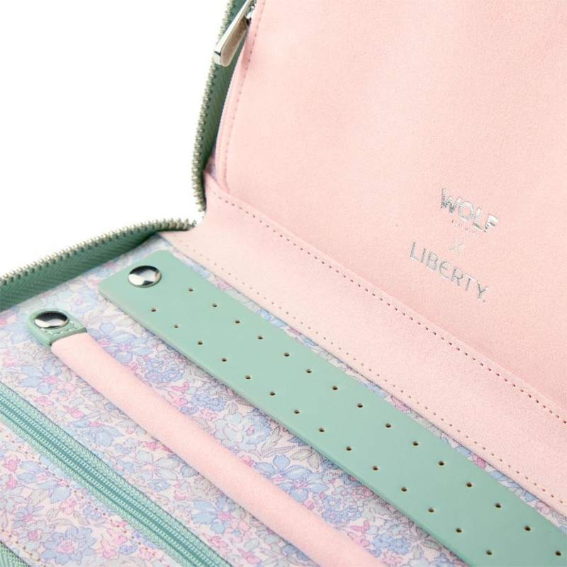 WOLF x Liberty Green Julia Print Travel Jewellery Portfolio