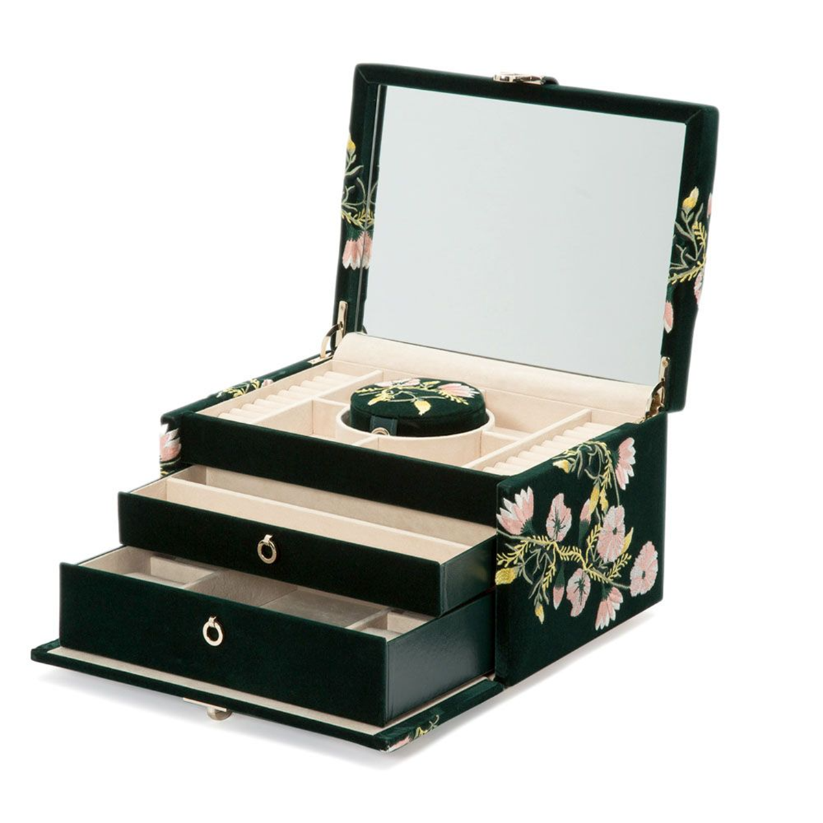 Zoe Forest Green Medium Jewellery Box