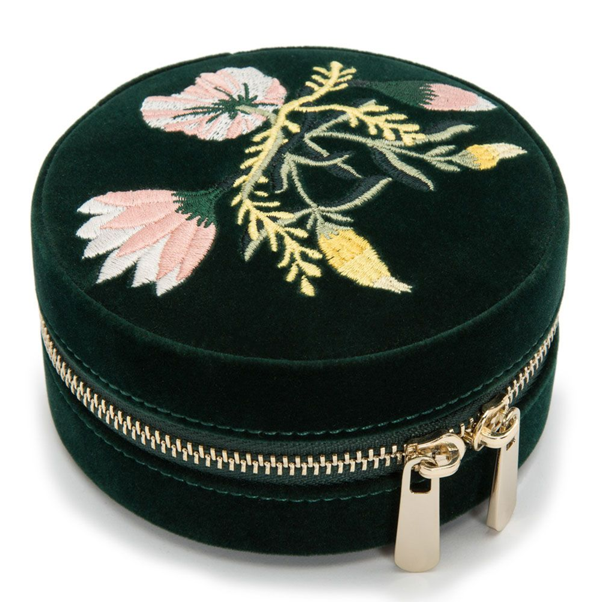 Zoe Forest Green Round Travel Jewellery Case