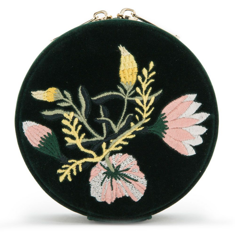 Zoe Forest Green Round Travel Jewellery Case
