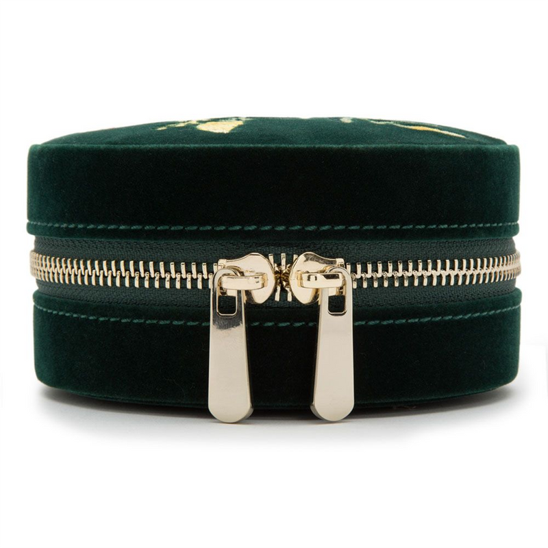 Zoe Forest Green Round Travel Jewellery Case