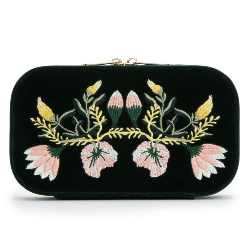 Zoe Forest Green Travel Jewellery Case