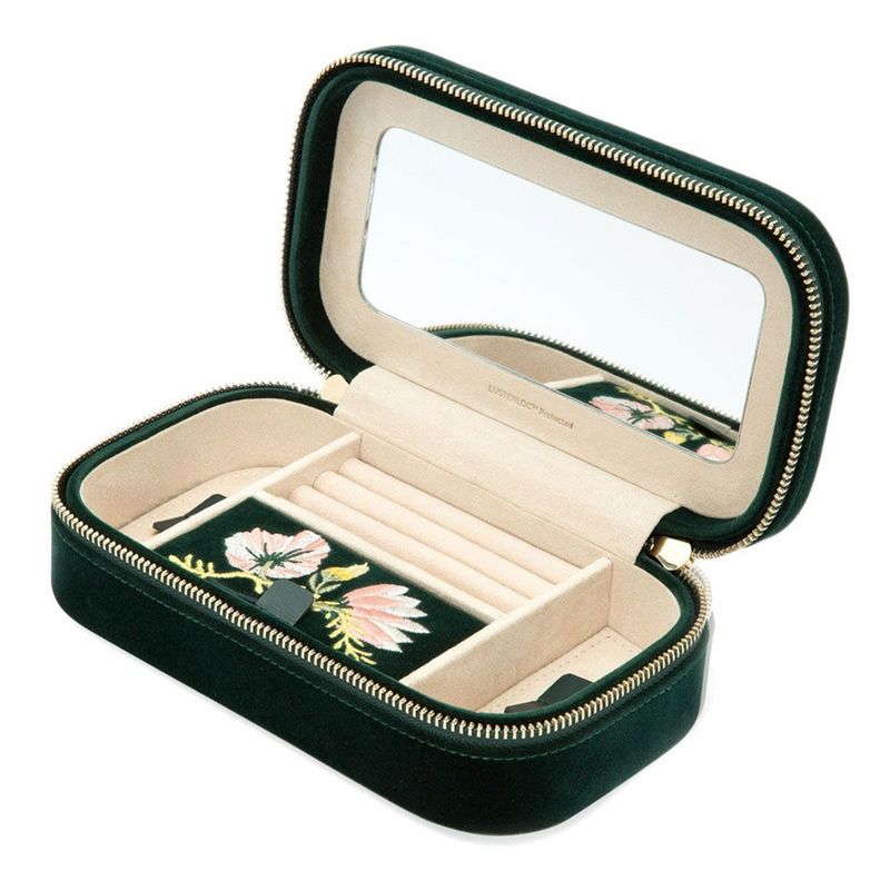 Zoe Forest Green Travel Jewellery Case