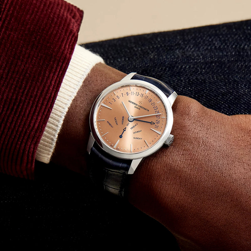 Vacheron Constantin Patrimony Retrograde Day-Date 42.5mm Platinum Strap Watch - Berry's Jewellers