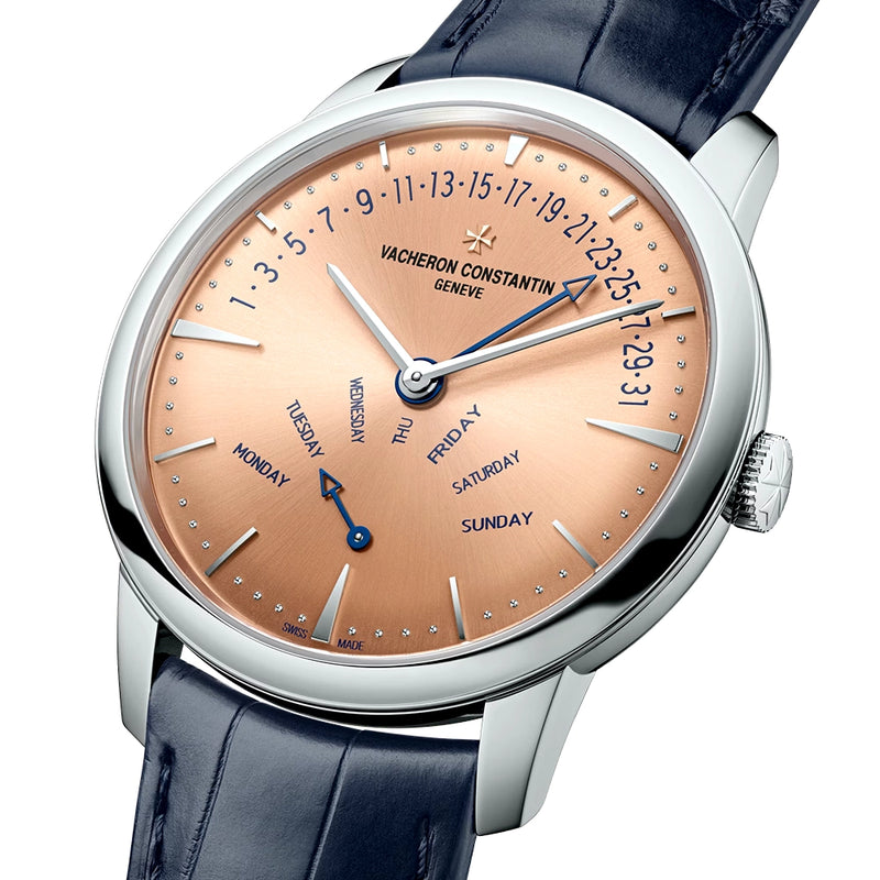 Vacheron Constantin Patrimony Retrograde Day-Date 42.5mm Platinum Strap Watch - Berry's Jewellers