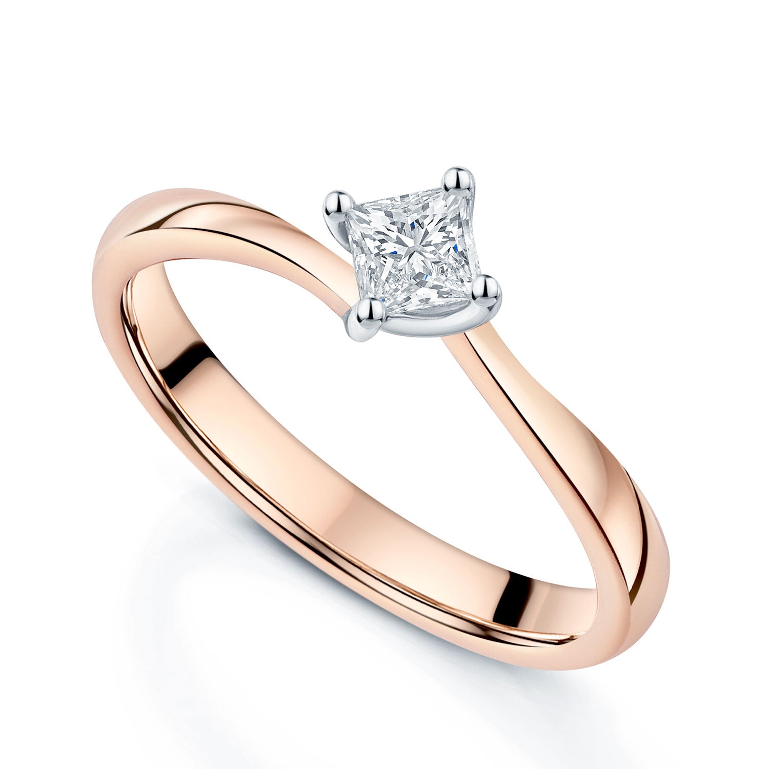 Berry's 18ct Rose Gold Princess Cut Compass Set Solitaire Ring - Berry's Jewellers