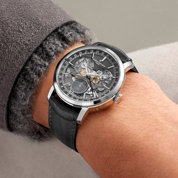Vacheron Constantin Traditionnelle Complete Calendar Openface 18ct White Gold Strap Watch - Berry's Jewellers