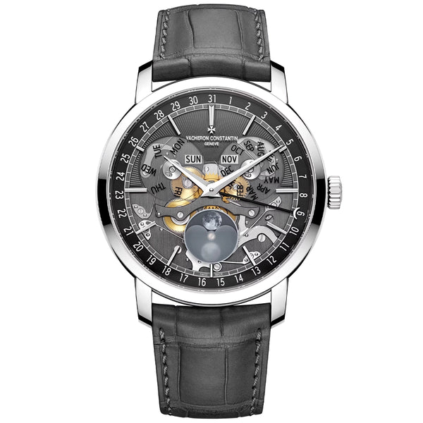 Vacheron Constantin Traditionnelle Complete Calendar Openface 18ct White Gold Strap Watch - Berry's Jewellers