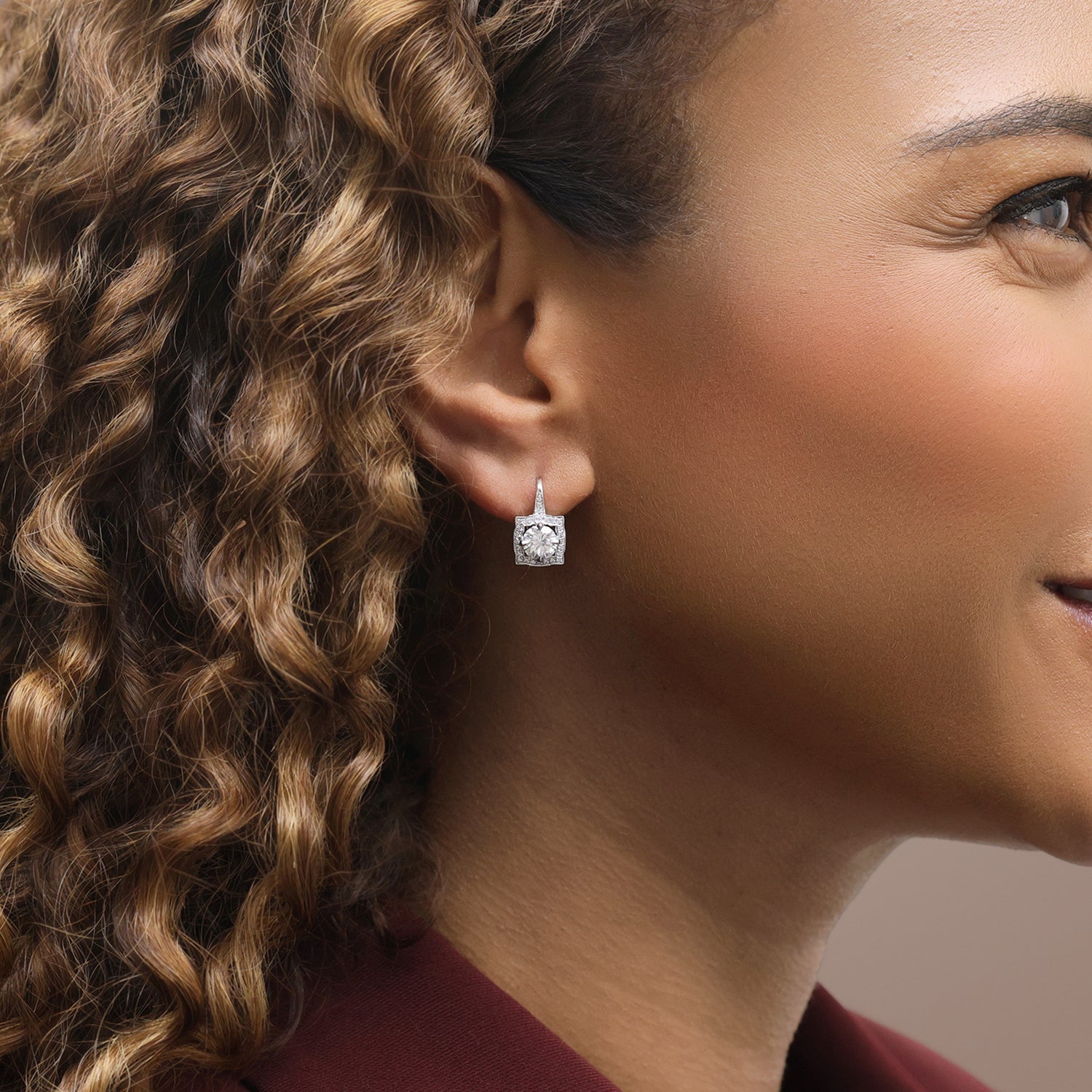 18ct White Gold Round Brilliant Cut Diamond Drop Earrings With A Vintage Diamond Surround