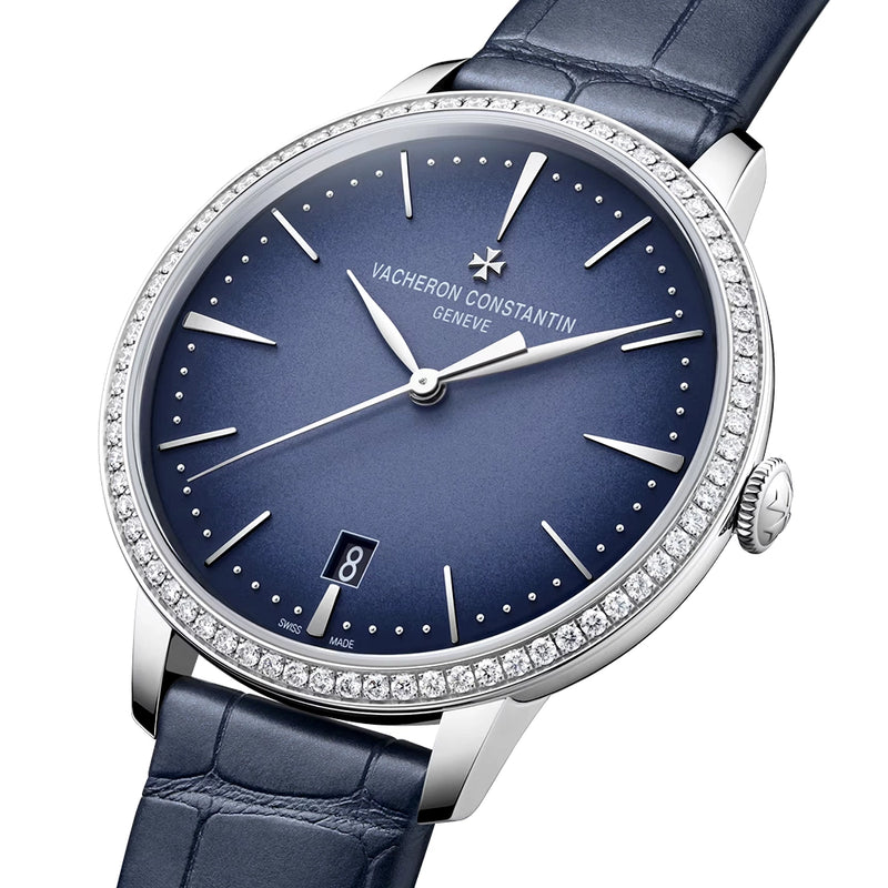 Vacheron Constantin Patrimony Self-Winding 36.5mm 18ct White Gold Diamond Set Strap Watch - Berry's Jewellers