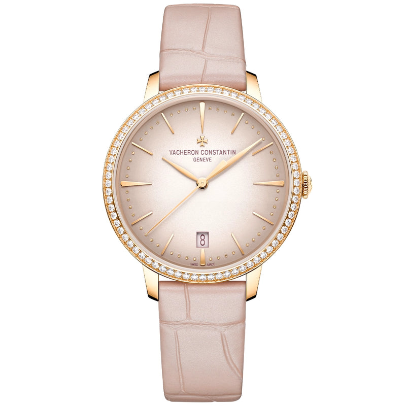 Vacheron Constantin Patrimony Self-Winding 36.5mm 18ct Pink Gold Diamond Bezel Strap Watch - Berry's Jewellers