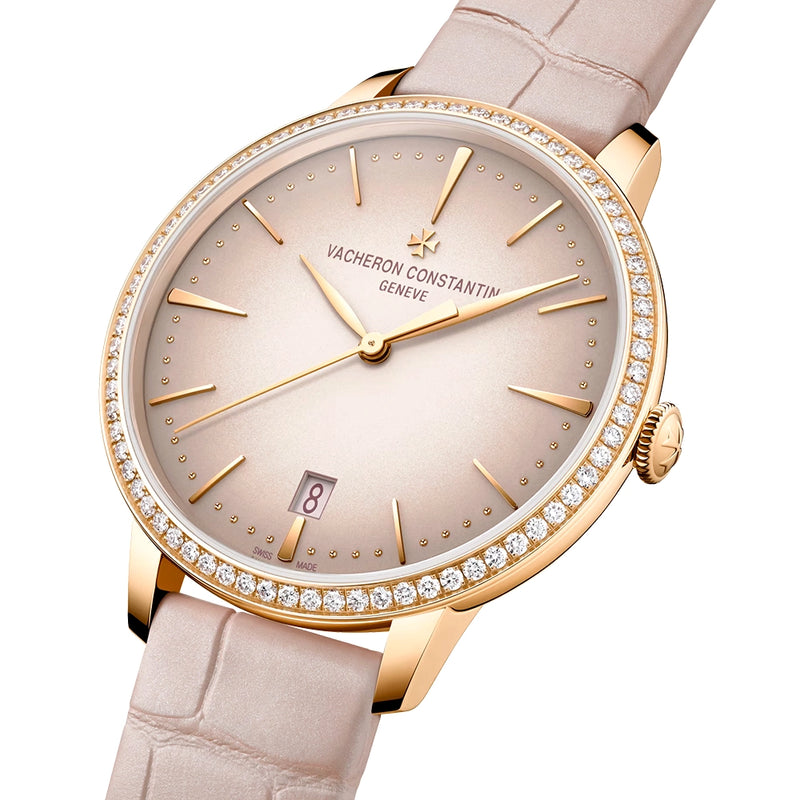 Vacheron Constantin Patrimony Self-Winding 36.5mm 18ct Pink Gold Diamond Bezel Strap Watch - Berry's Jewellers
