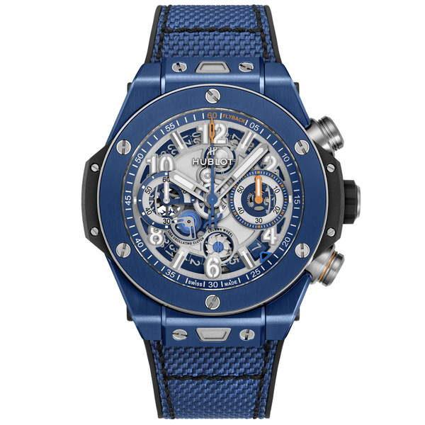 Hublot Big Bang Reloaded 44mm Blue Ceramic Skeleton Dial Strap Watch - Berry's Jewellers