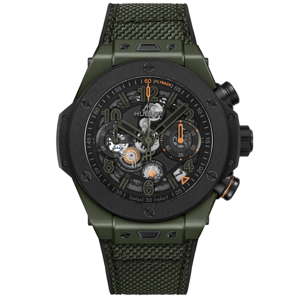 Hublot Big Bang Reloaded 44mm Green Ceramic Skeleton Dial Strap Watch - Berry's Jewellers