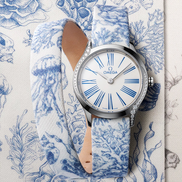 OMEGA De Ville Tresor Mini 26mm Toile de Jouy Diamond Set Ladies Watch - Berry's Jewellers