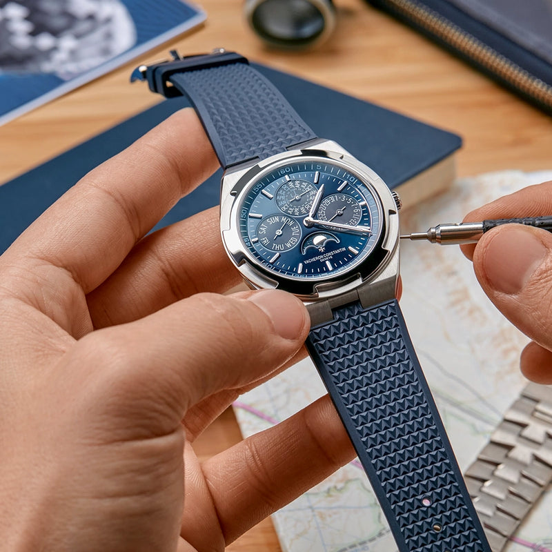 Vacheron Constantin Overseas Perpetual Calendar Ultra-Thin Blue Dial 18ct White Gold Watch - Berry's Jewellers