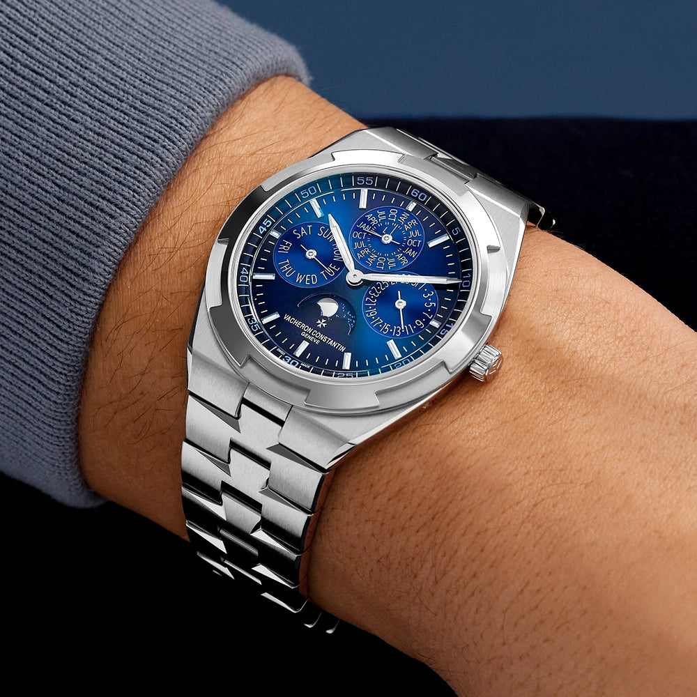 Vacheron Constantin Overseas Perpetual Calendar Ultra-Thin Blue Dial 18ct White Gold Watch - Berry's Jewellers