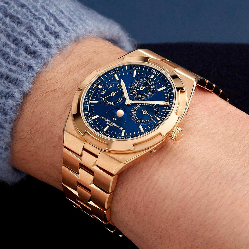 Vacheron Constantin Overseas Perpetual Calendar Ultra-Thin Blue Dial 18ct Pink Gold Watch - Berry's Jewellers