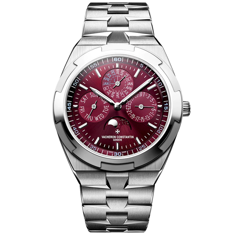 Vacheron Constantin Overseas Perpetual Calendar 41.5mm 18ct White Gold Burgundy Dial Watch - Berry's Jewellers