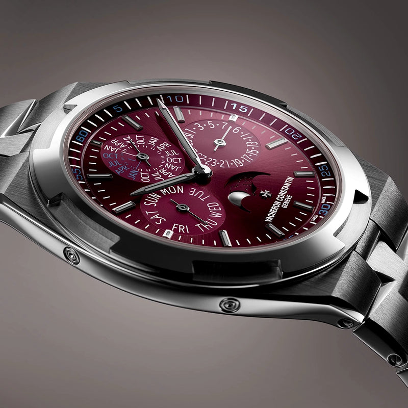 Vacheron Constantin Overseas Perpetual Calendar 41.5mm 18ct White Gold Burgundy Dial Watch - Berry's Jewellers