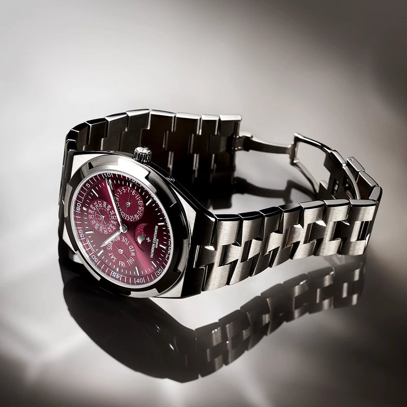 Vacheron Constantin Overseas Perpetual Calendar 41.5mm 18ct White Gold Burgundy Dial Watch - Berry's Jewellers