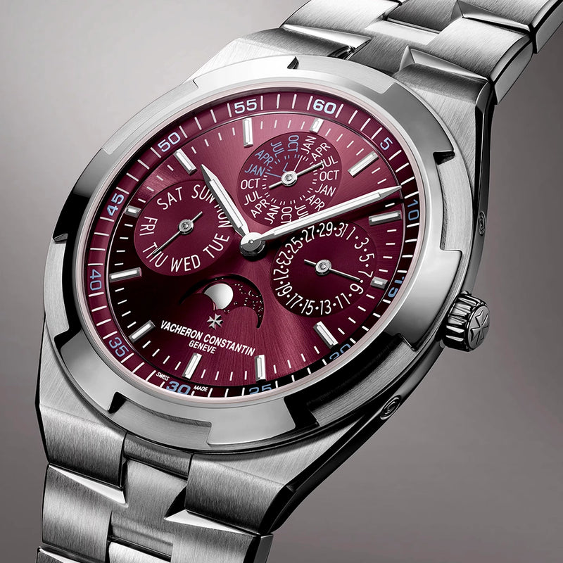 Vacheron Constantin Overseas Perpetual Calendar 41.5mm 18ct White Gold Burgundy Dial Watch - Berry's Jewellers