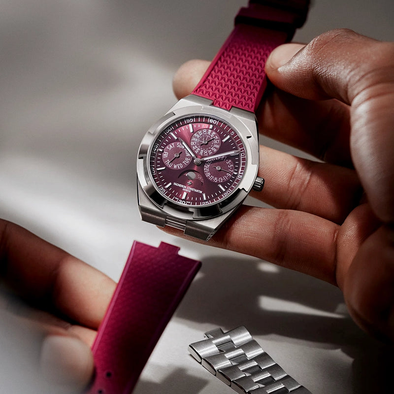 Vacheron Constantin Overseas Perpetual Calendar 41.5mm 18ct White Gold Burgundy Dial Watch - Berry's Jewellers