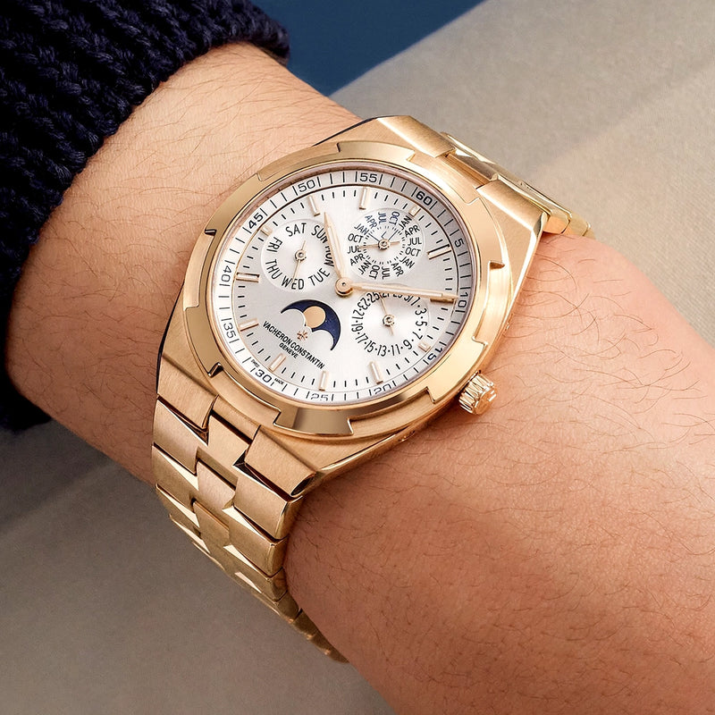 Vacheron Constantin Overseas Perpetual Calendar Ultra-Thin Silver Dial 18ct Pink Gold Watch - Berry's Jewellers