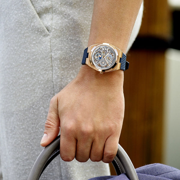 Vacheron Constantin Overseas Perpetual Calendar Ultra-Thin Silver Skeleton 18ct Pink Gold Watch - Berry's Jewellers