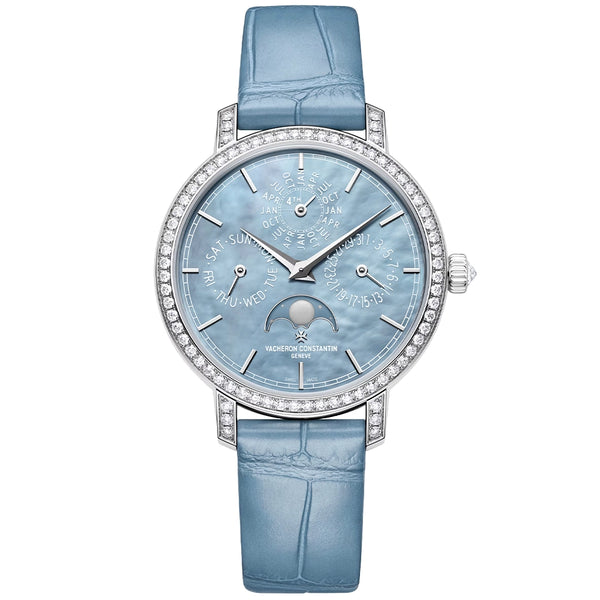 Vacheron Constantin Traditionnelle Perpetual Calendar Ultra-Thin Light Blue Ladies Strap Watch - Berry's Jewellers