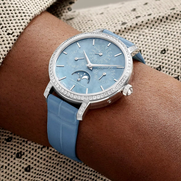 Vacheron Constantin Traditionnelle Perpetual Calendar Ultra-Thin Light Blue Ladies Strap Watch - Berry's Jewellers