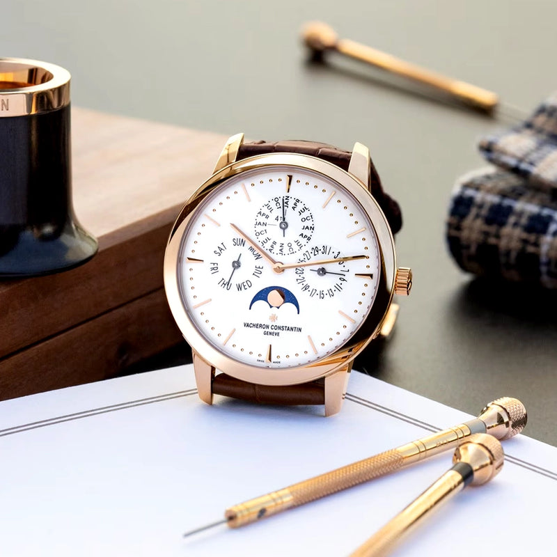 Vacheron Constantin Patrimony Perpetual Calendar Ultra-Thin 41mm 18ct Pink Gold Watch - Berry's Jewellers