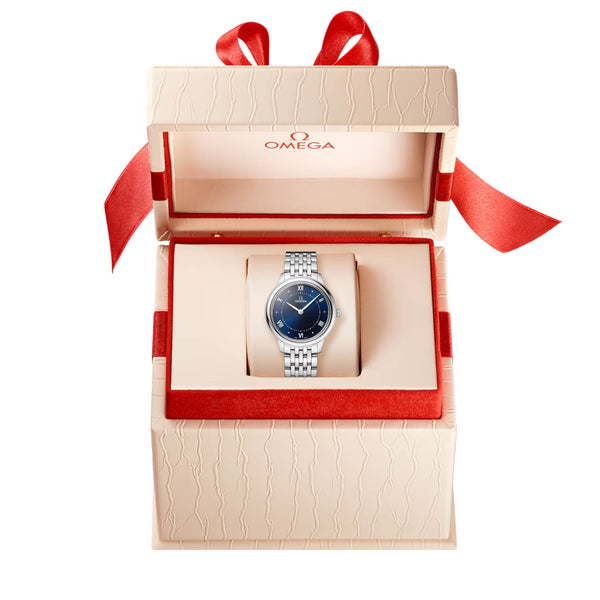 OMEGA De Ville Prestige 30mm Blue Sunray Dial Ladies Bracelet Watch - Berry's Jewellers